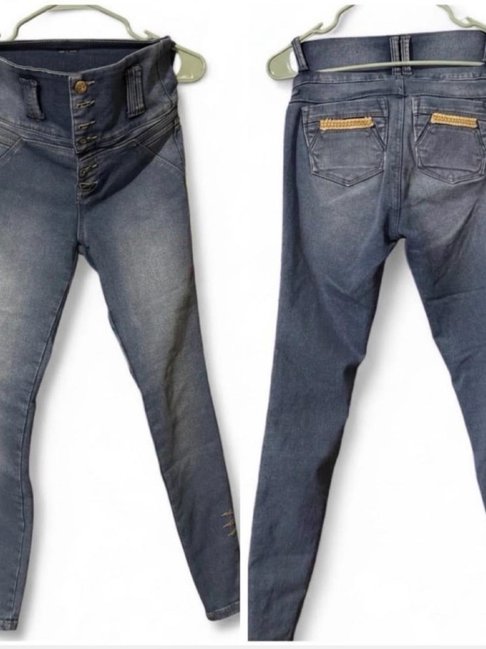 Colombian Jeans High-Waist Blue Women’s Jeans with Button Fly